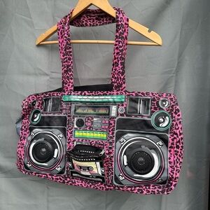 Vintage 80’s Pink Leopard Boombox Tote bag, working speaker, bag only